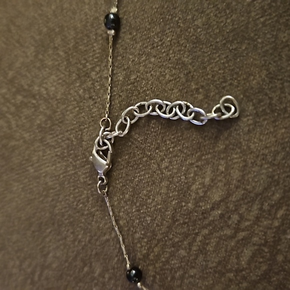 Pewter Hematite Floral Glass Focal Chain Necklace - Picture 6 of 10